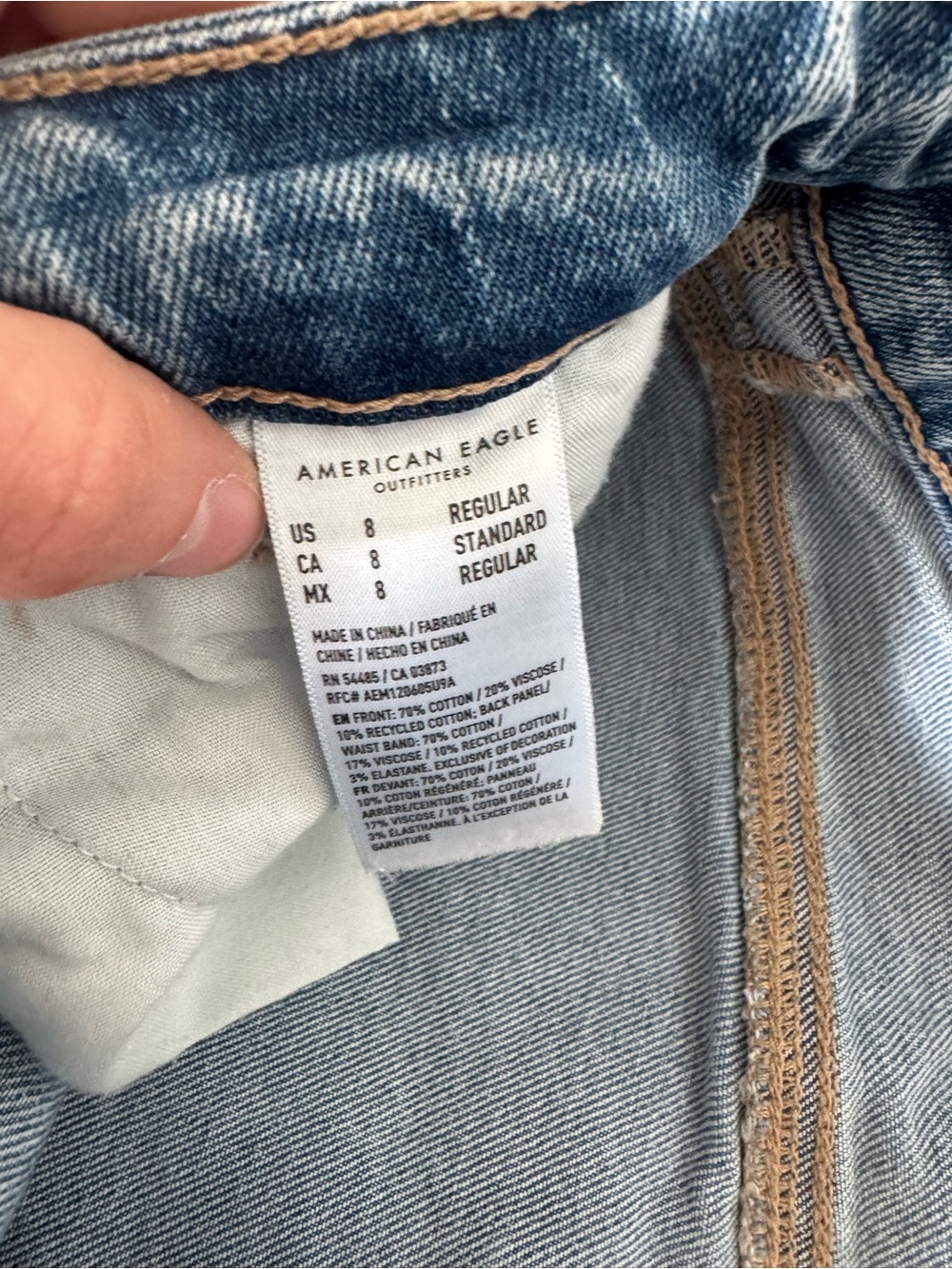 American Eagle Outfitters Ripped Mom Jean - Color: Blown Out Blue - Picture 5 of 6